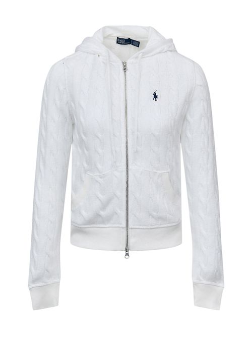 bomber donna a trecce bianco con cappuccio Ralph Lauren | 211959124002